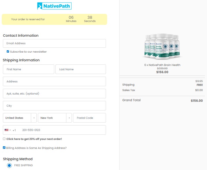 NativePath Brain Health Order Page